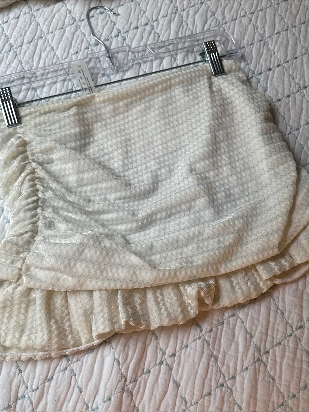 Cream Textured Ruffle Mini Skirt